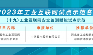 中企通信赋能中信戴卡入选工信部颁发的2023年工业互联网试点示范名单